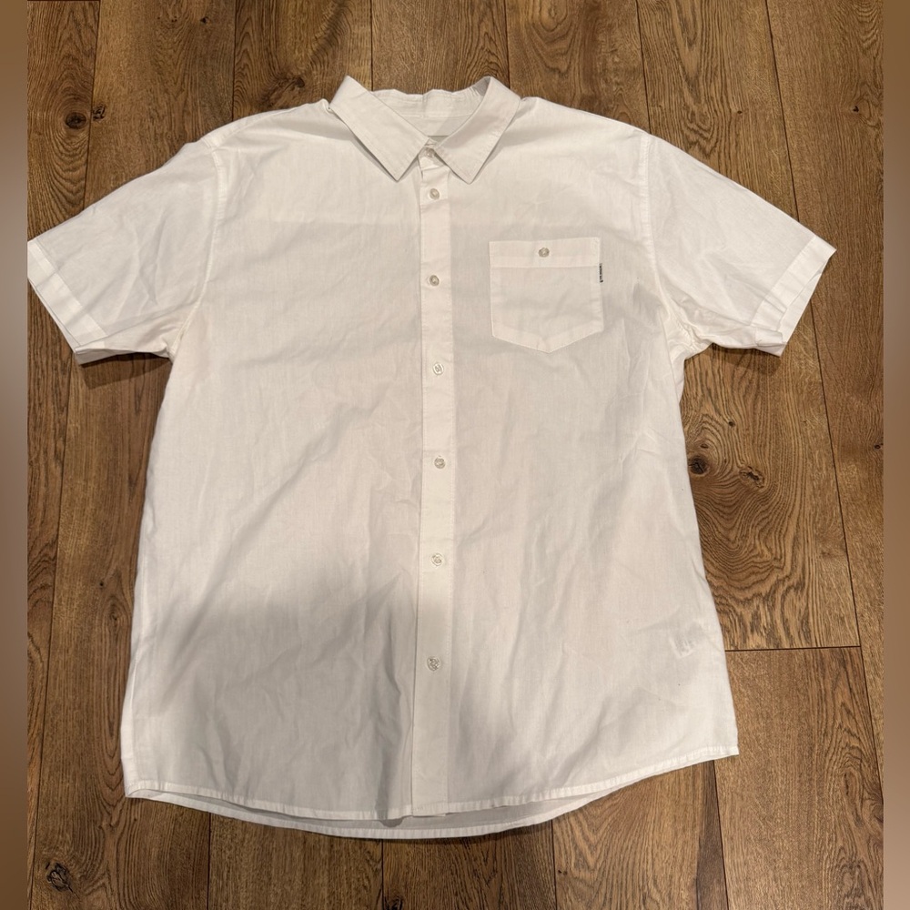 Mens Active R/S White Casual Button Down Shirt